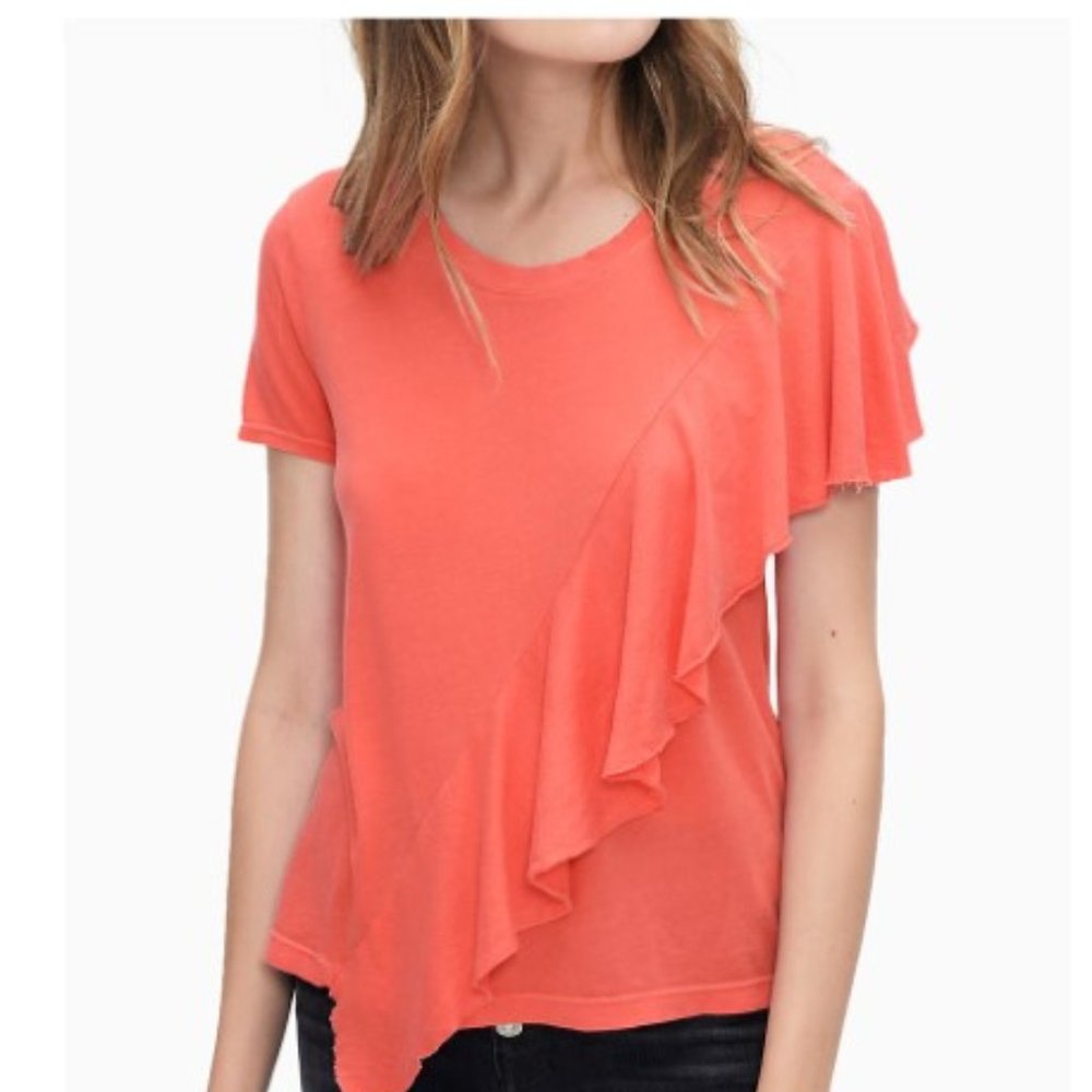 NWT Splendid Women's Vintage Whisper Asymmetrical Ruffle Tee Size S Pink K127